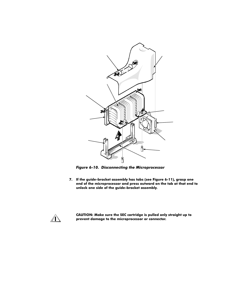 Figure 6-10. disconnecting the microprocessor -14 | Dell OptiPlex G1 User Manual | Page 108 / 164