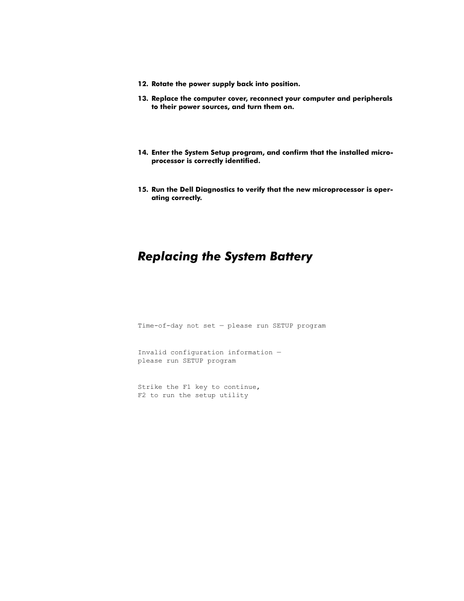 Replacing the system battery, Replacing the system battery -16, 5hsodflqjwkh6\vwhp%dwwhu | Dell OptiPlex G1 User Manual | Page 110 / 164