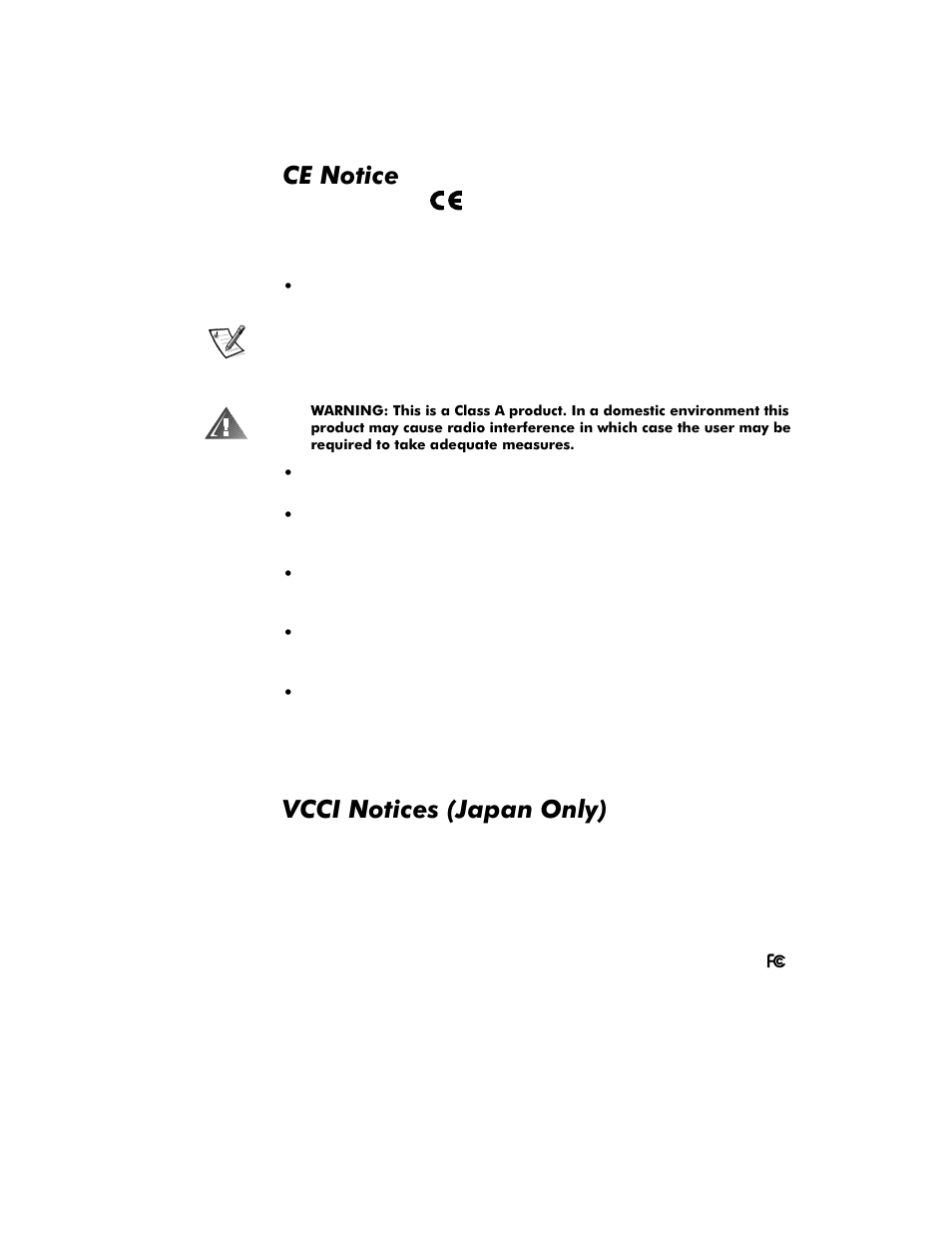 Ce notice, Vcci notices (japan only), 1rwlfh | 9&&,1rwlfhv -dsdq2qo | Dell OptiPlex G1 User Manual | Page 148 / 164