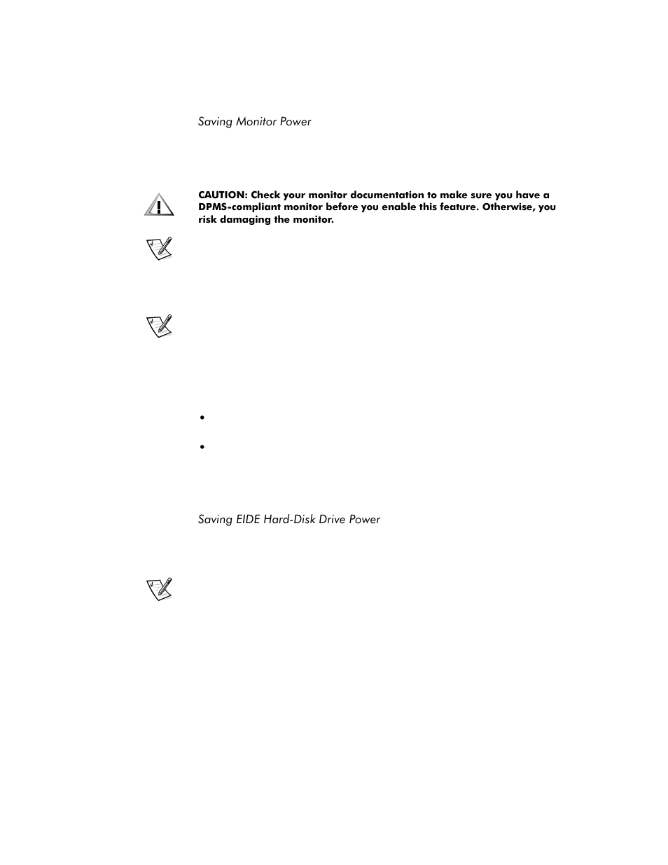 Saving monitor power, Saving eide hard-disk drive power, Saving monitor power -14 | Saving eide hard-disk drive power -14 | Dell OptiPlex G1 User Manual | Page 48 / 164