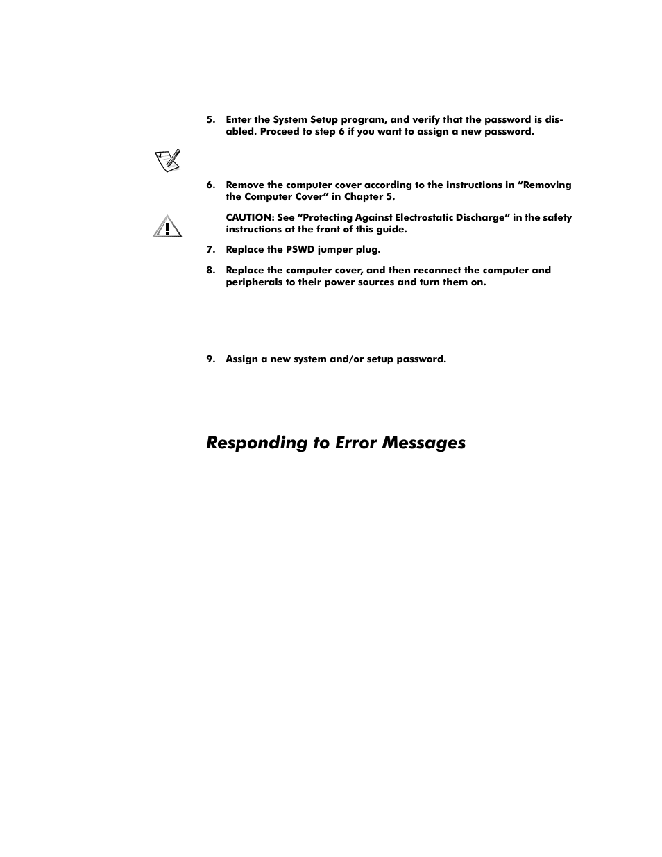 Responding to error messages, Responding to error messages -21, 5hvsrqglqjwr(uuru0hvvdjhv | Dell OptiPlex G1 User Manual | Page 55 / 164