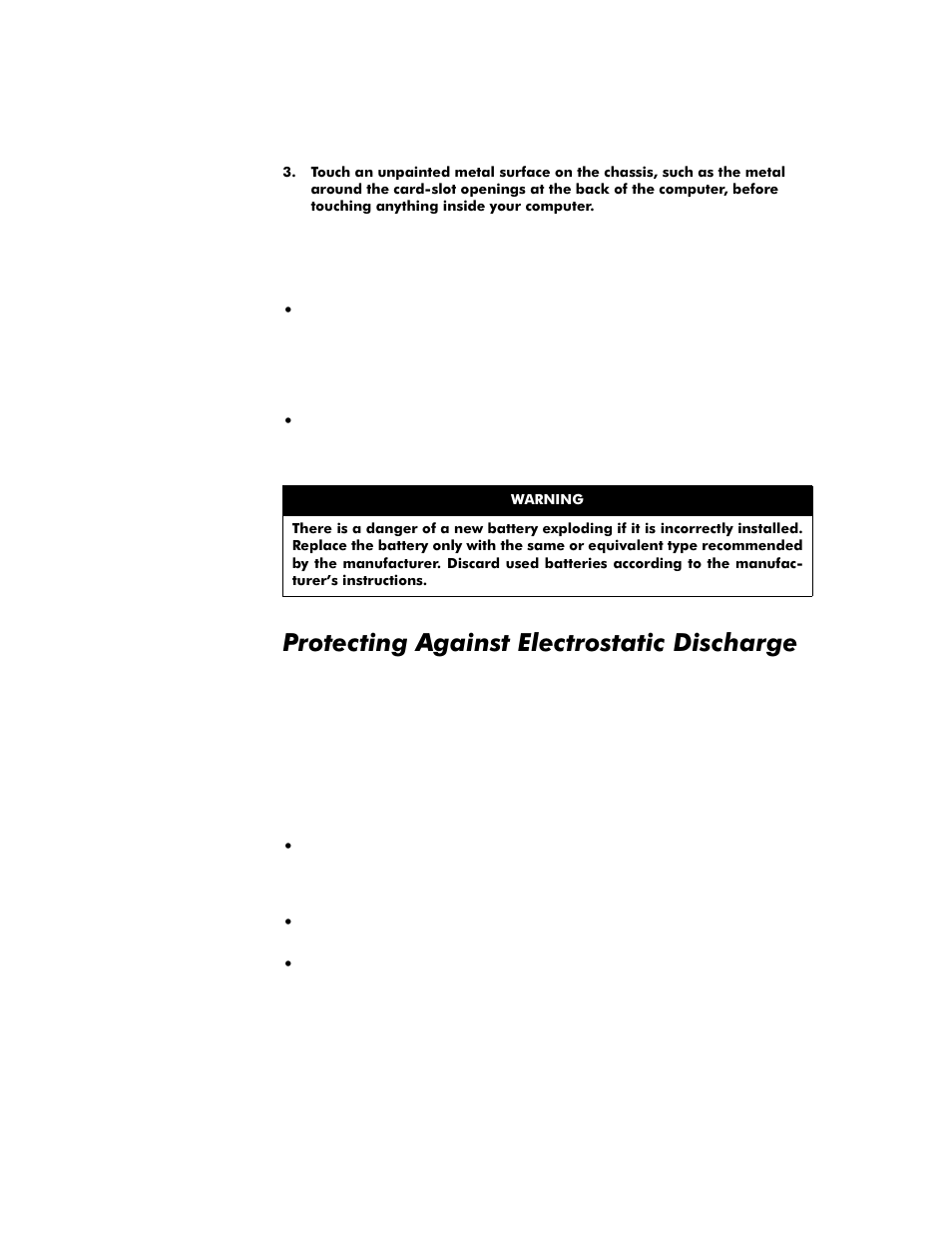 Protecting against electrostatic discharge, 3urwhfwlqj$jdlqvw(ohfwurvwdwlf'lvfkdujh | Dell OptiPlex G1 User Manual | Page 6 / 164