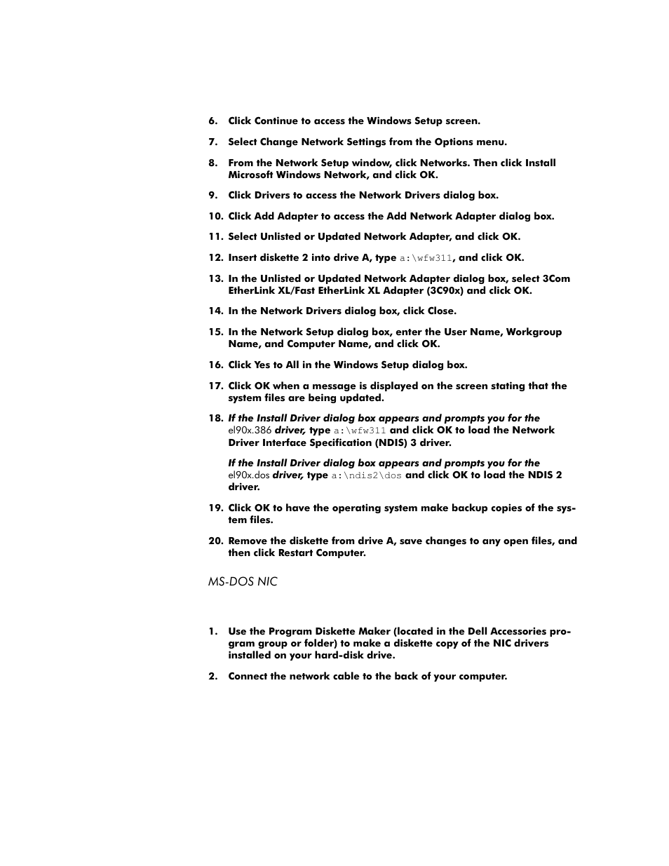 Ms-dos nic, Ms-dos nic -7 | Dell OptiPlex G1 User Manual | Page 79 / 164