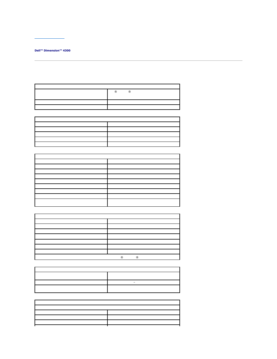 Technical specifications, Specifications | Dell Dimension 4300 User Manual | Page 40 / 54