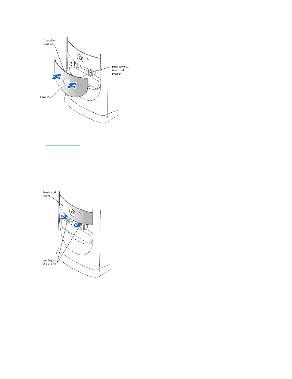 Reattaching the hinge arms | Dell Dimension 4300 User Manual | Page 8 / 54