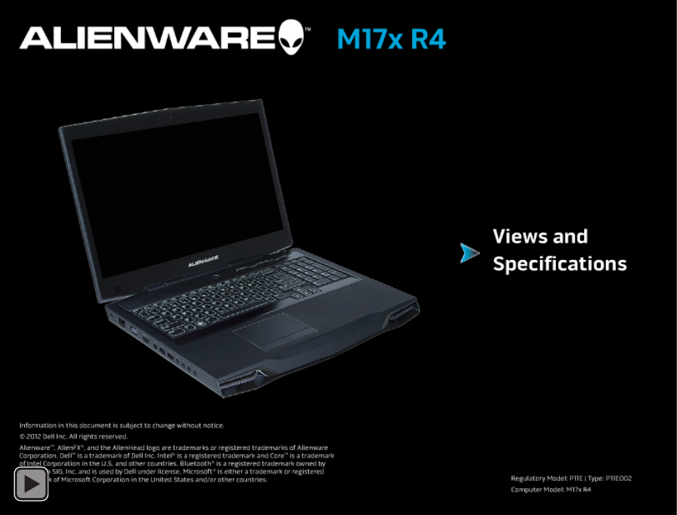 Dell Alienware M17x R4 (Early 2012) User Manual | 1 page