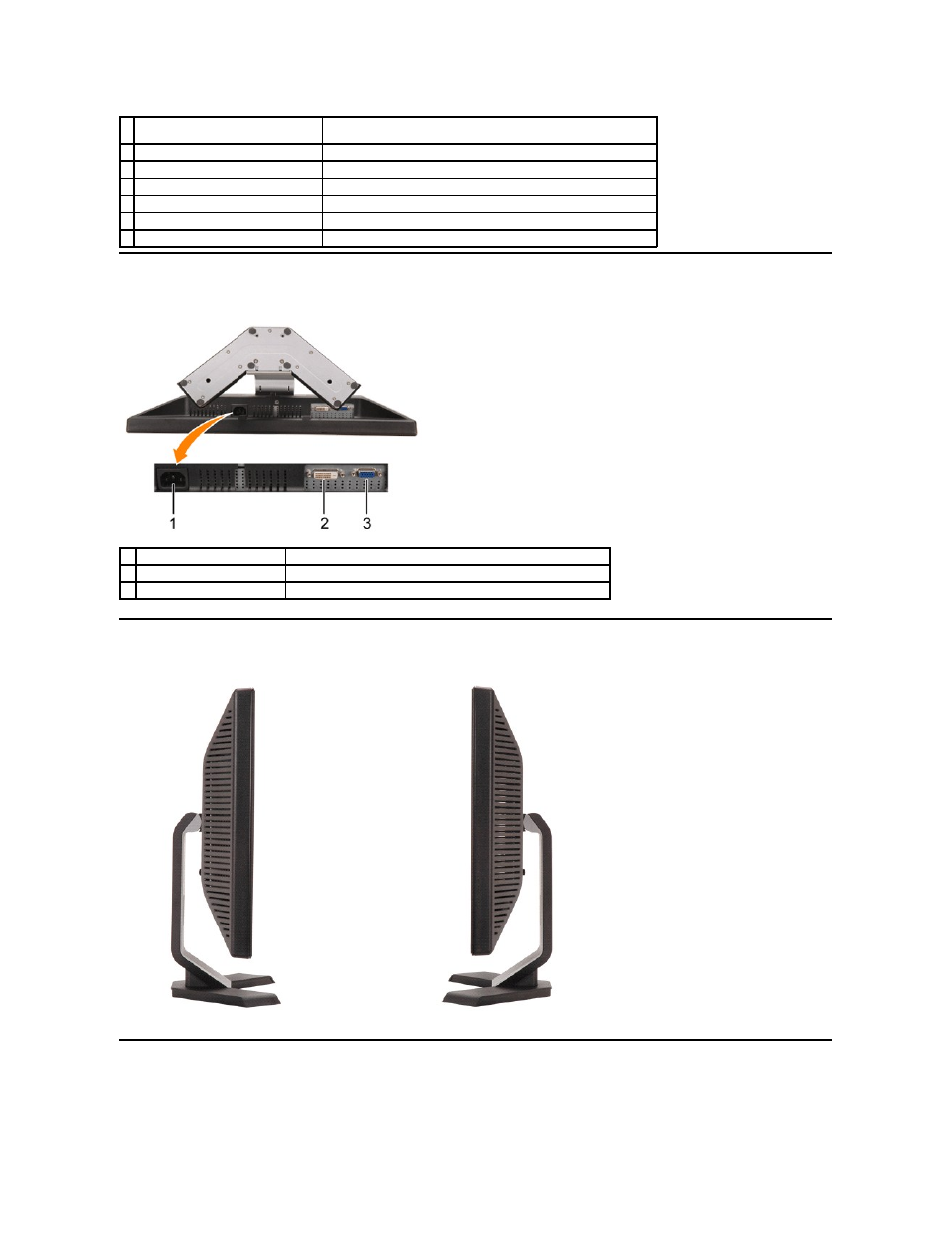 Bottom view, Side view, Monitor specifications | Side view monitor specifications, Power management modes | Dell E228WFP Monitor User Manual | Page 3 / 37