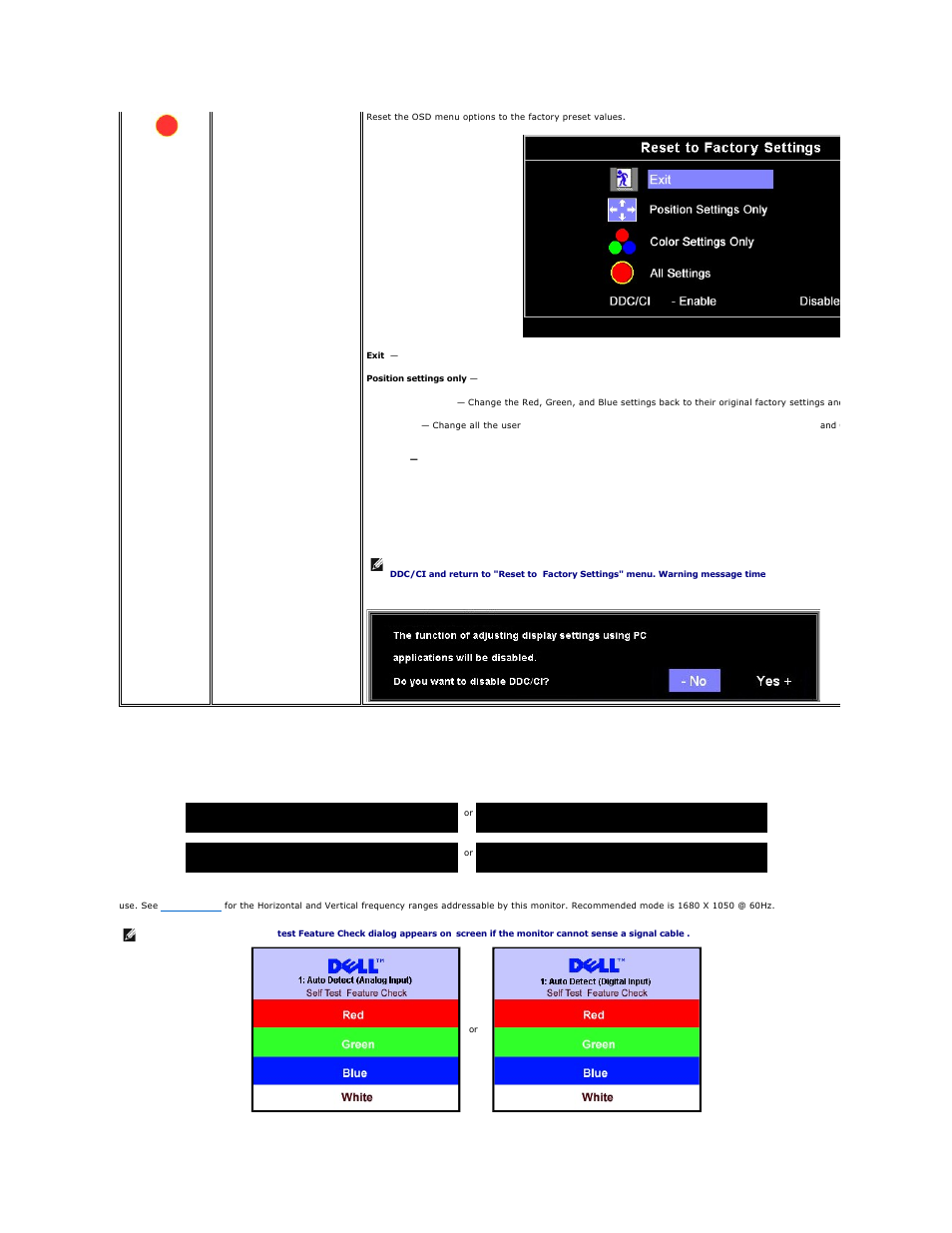 Osd warning messages | Dell E228WFP Monitor User Manual | Page 30 / 37