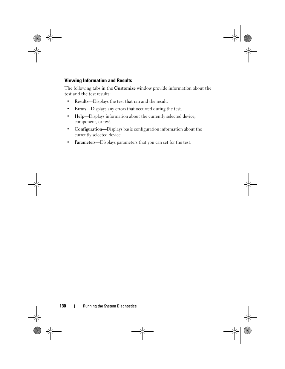 Viewing information and results | Dell PowerEdge T110 II User Manual | Page 130 / 142