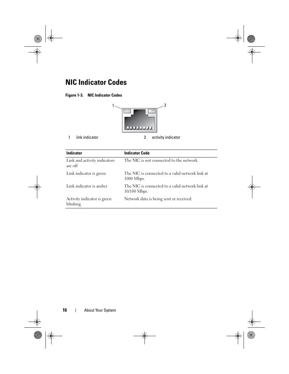 Nic indicator codes | Dell PowerEdge T110 II User Manual | Page 16 / 142