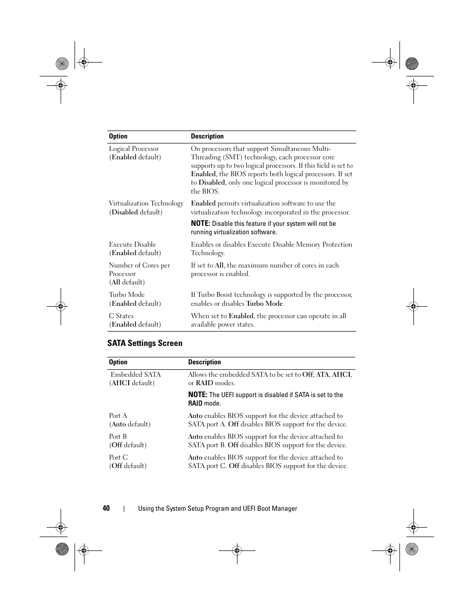 Sata settings screen, See "sata settings screen | Dell PowerEdge T110 II User Manual | Page 40 / 142