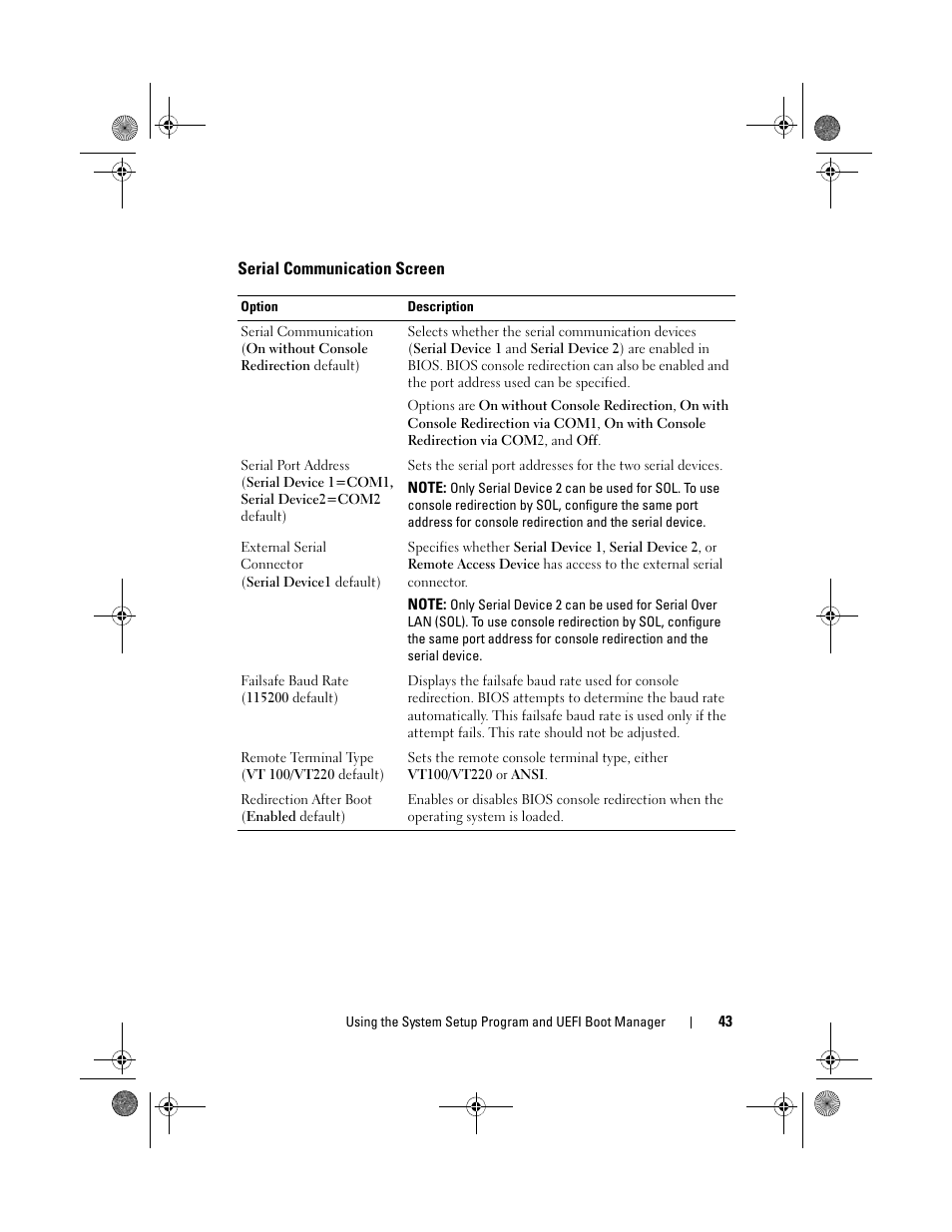 Serial communication screen, See "serial | Dell PowerEdge T110 II User Manual | Page 43 / 142