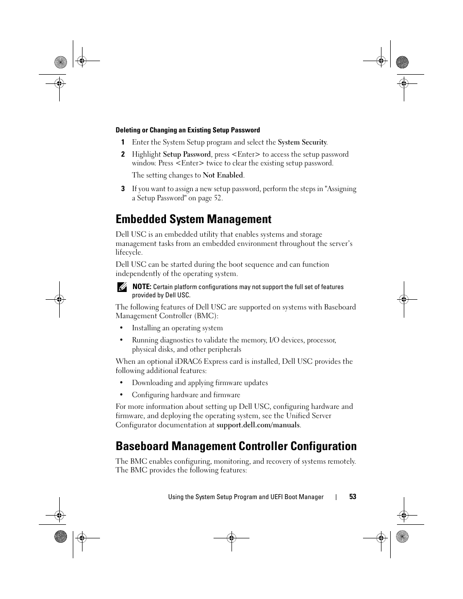 Embedded system management, Baseboard management controller configuration | Dell PowerEdge T110 II User Manual | Page 53 / 142