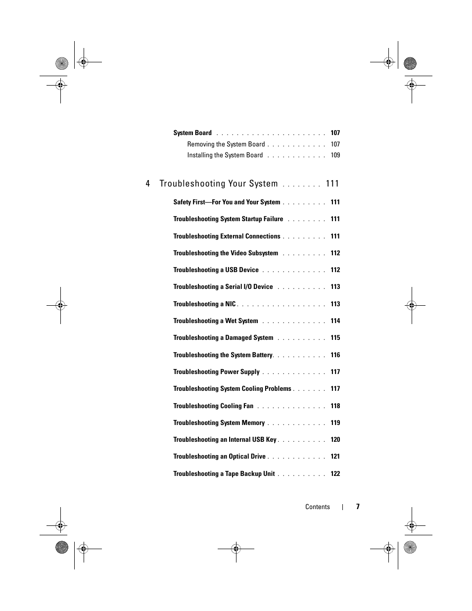 4 troubleshooting your system | Dell PowerEdge T110 II User Manual | Page 7 / 142