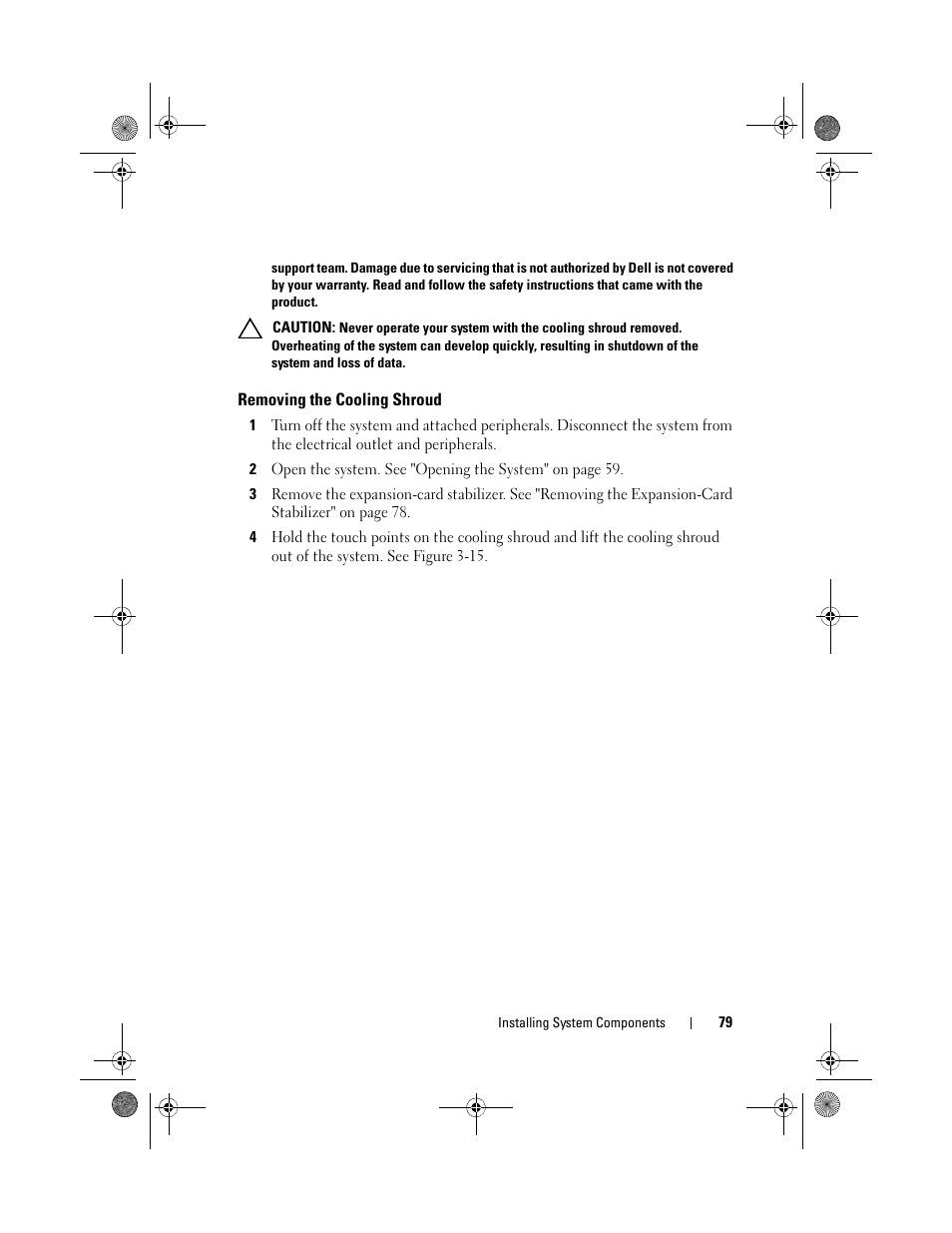 Removing the cooling shroud | Dell PowerEdge T110 II User Manual | Page 79 / 142