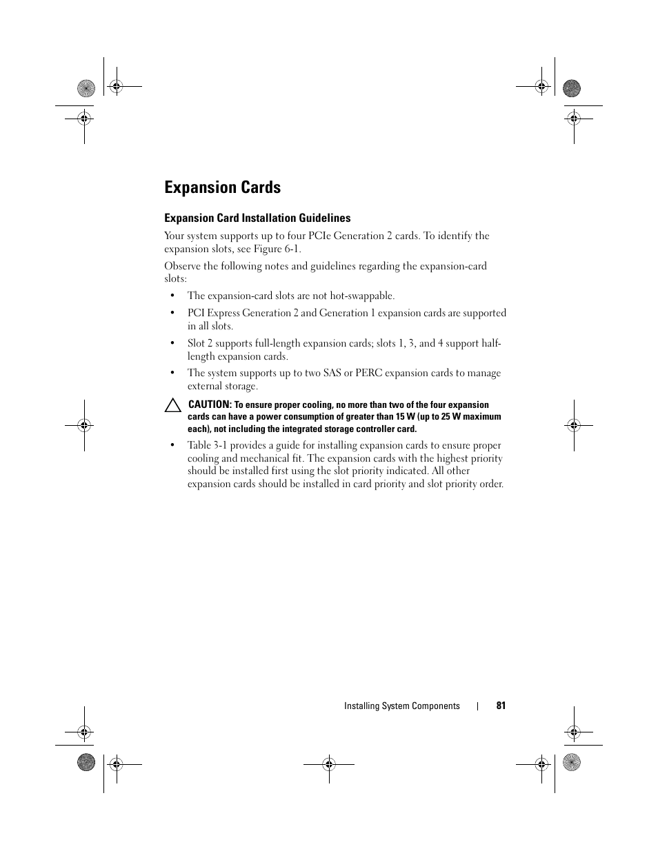 Expansion cards, Expansion card installation guidelines | Dell PowerEdge T110 II User Manual | Page 81 / 142