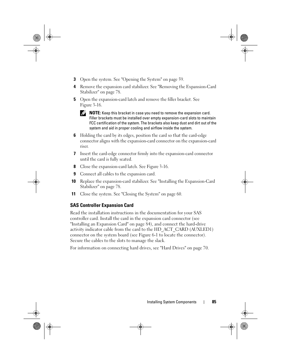 Sas controller expansion card, Sas controller expansion card" on | Dell PowerEdge T110 II User Manual | Page 85 / 142