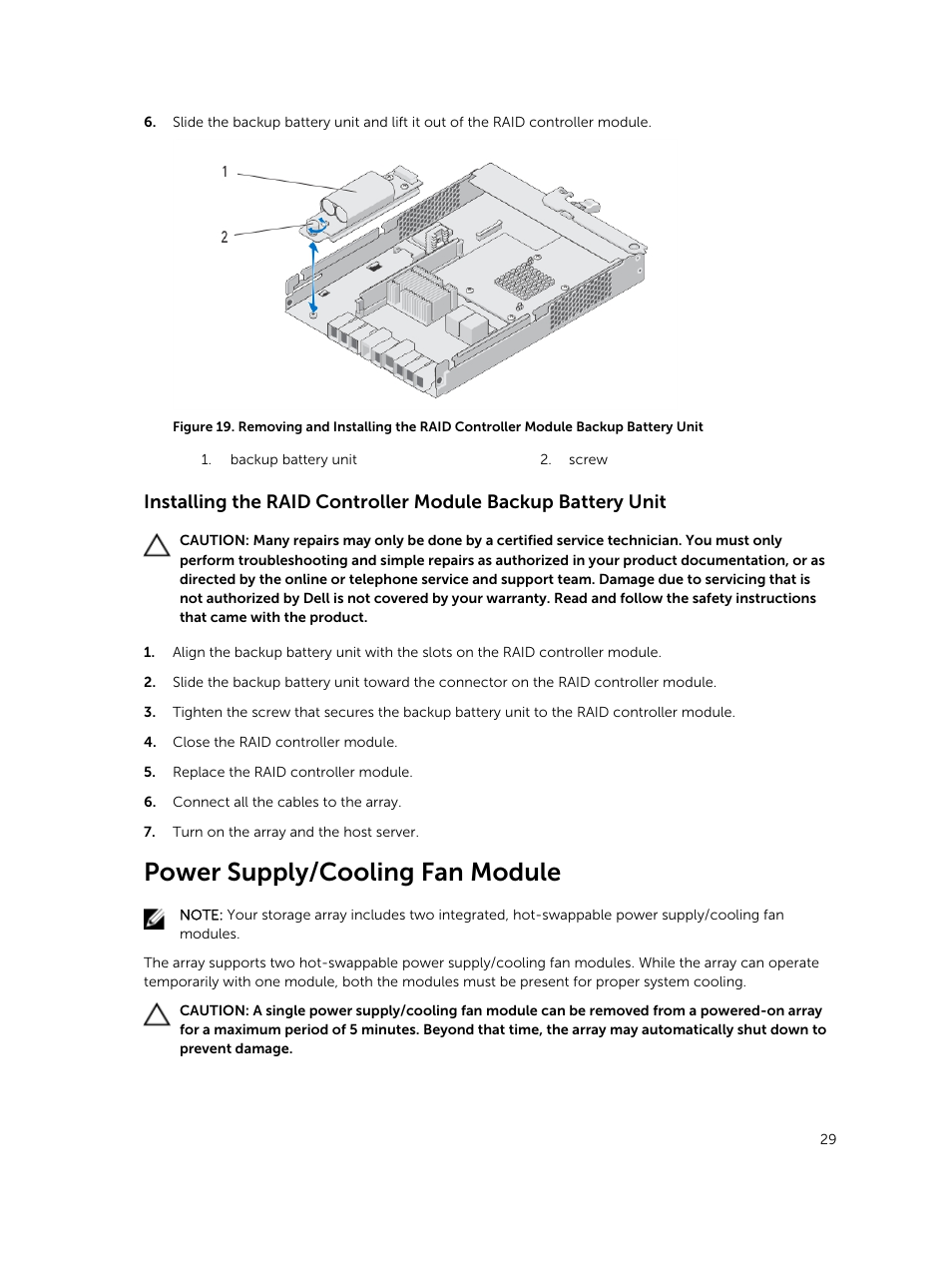 Power supply/cooling fan module | Dell PowerVault MD3820f User Manual | Page 29 / 51