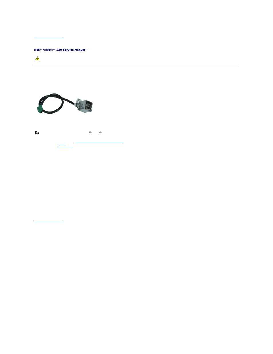 Front usb port assembly, Removing the front usb port assembly, Replacing the front usb port assembly | Dell Vostro 230 (Early 2010) User Manual | Page 16 / 30