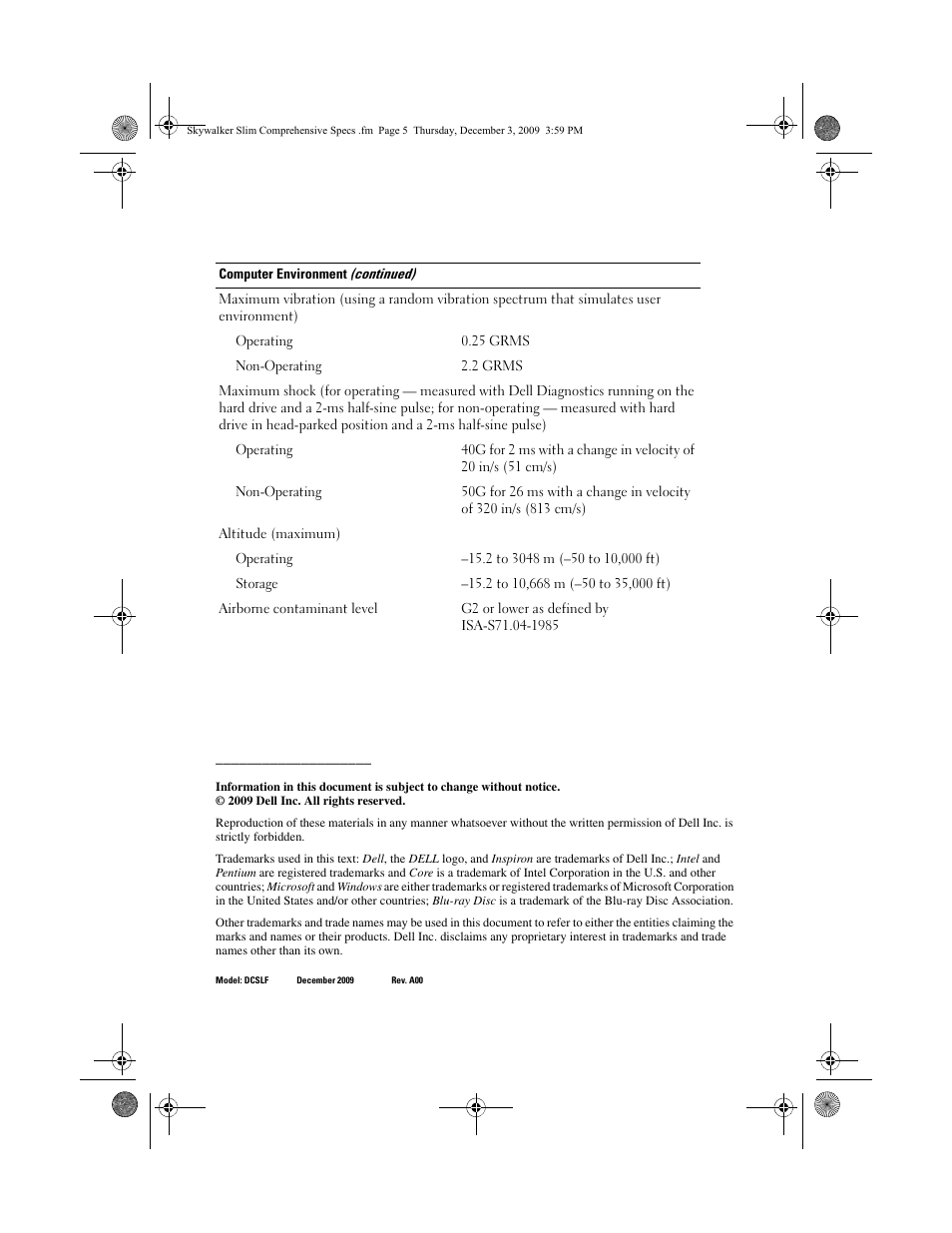 Dell Inspiron 580s (Late 2009) User Manual | Page 5 / 6