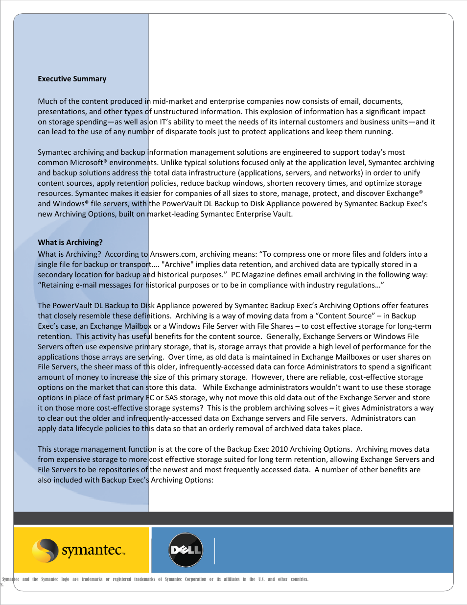 What is archiving | Dell PowerVault DL2200 User Manual | Page 2 / 20