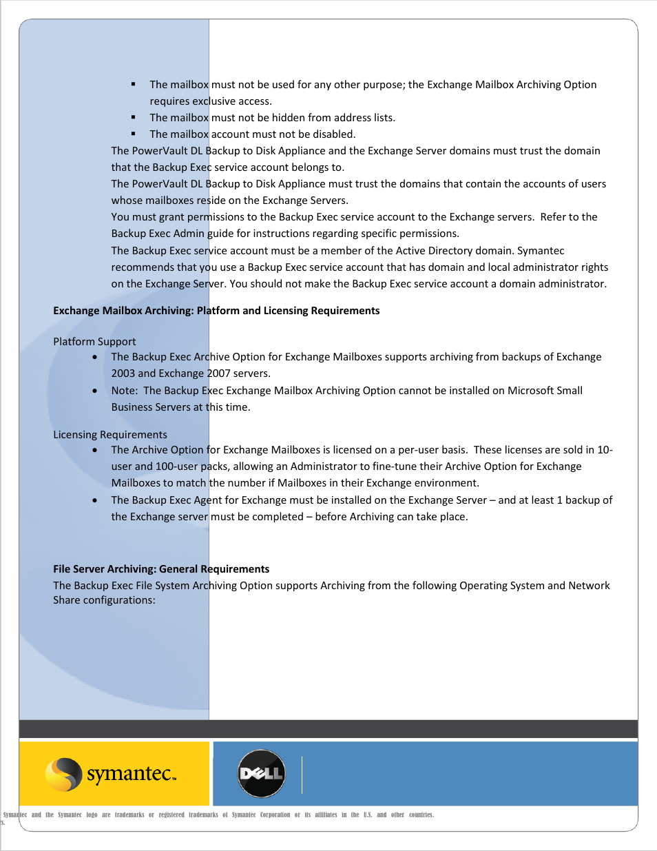 File server archiving: general requirements | Dell PowerVault DL2200 User Manual | Page 7 / 20