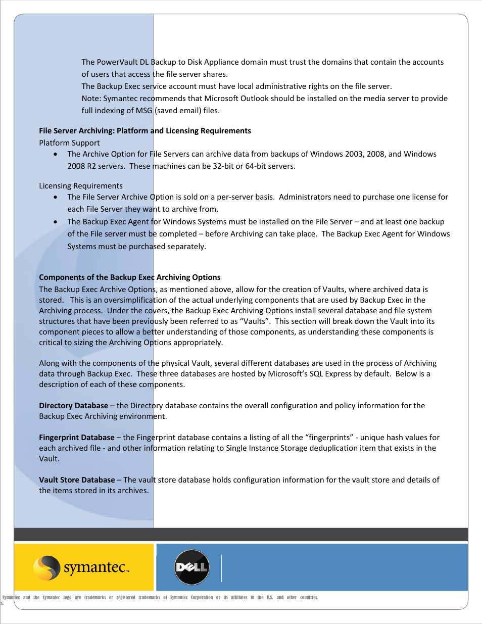Components of the backup exec archiving options | Dell PowerVault DL2200 User Manual | Page 9 / 20