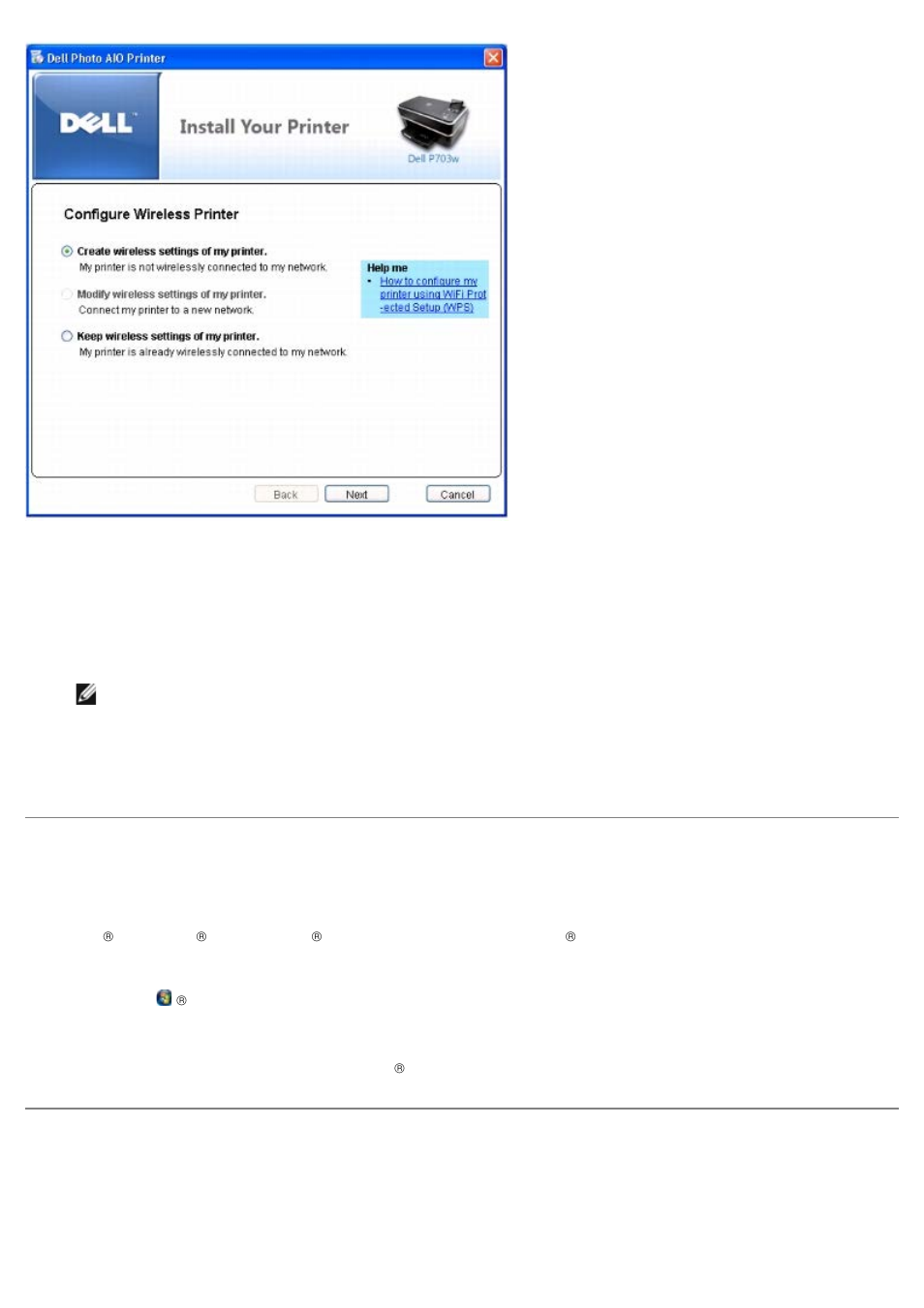 Configuring wireless using wi-fi config utility | Dell P703w All In One Photo Printer User Manual | Page 17 / 105