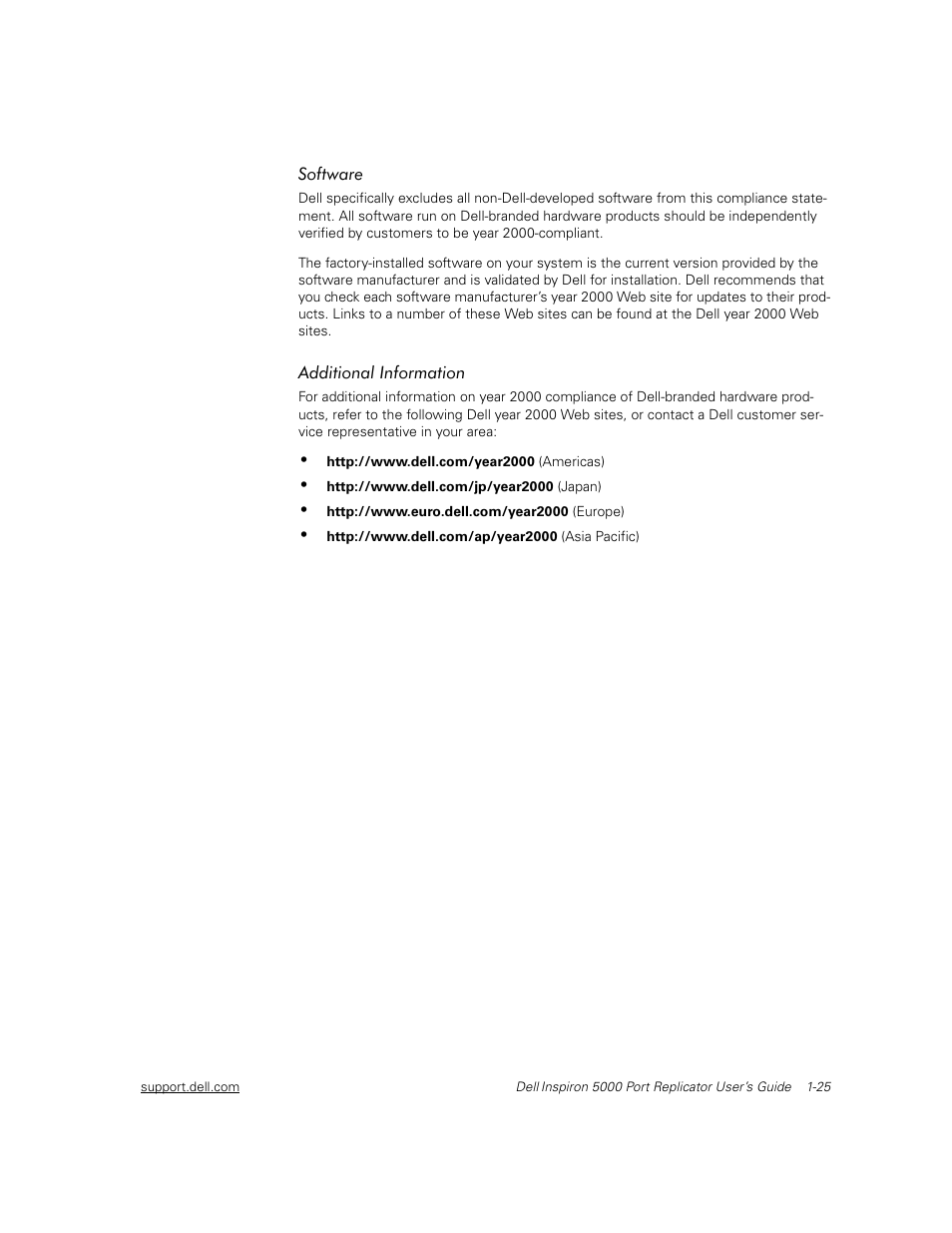 Software, Additional information | Dell Inspiron 5000e User Manual | Page 29 / 30