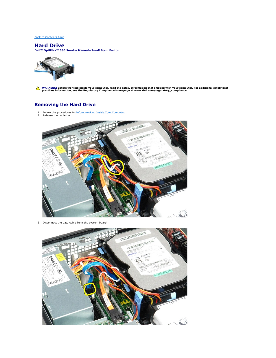 Hard drive, Removing the hard drive | Dell OptiPlex 380 (Late 2009) User Manual | Page 19 / 49