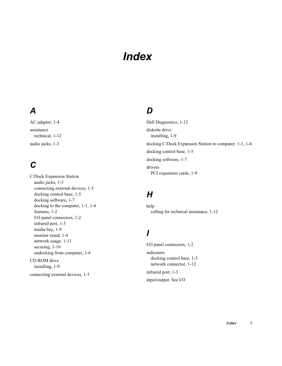 Index | Dell C/Dock Expansion Station User Manual | Page 27 / 28