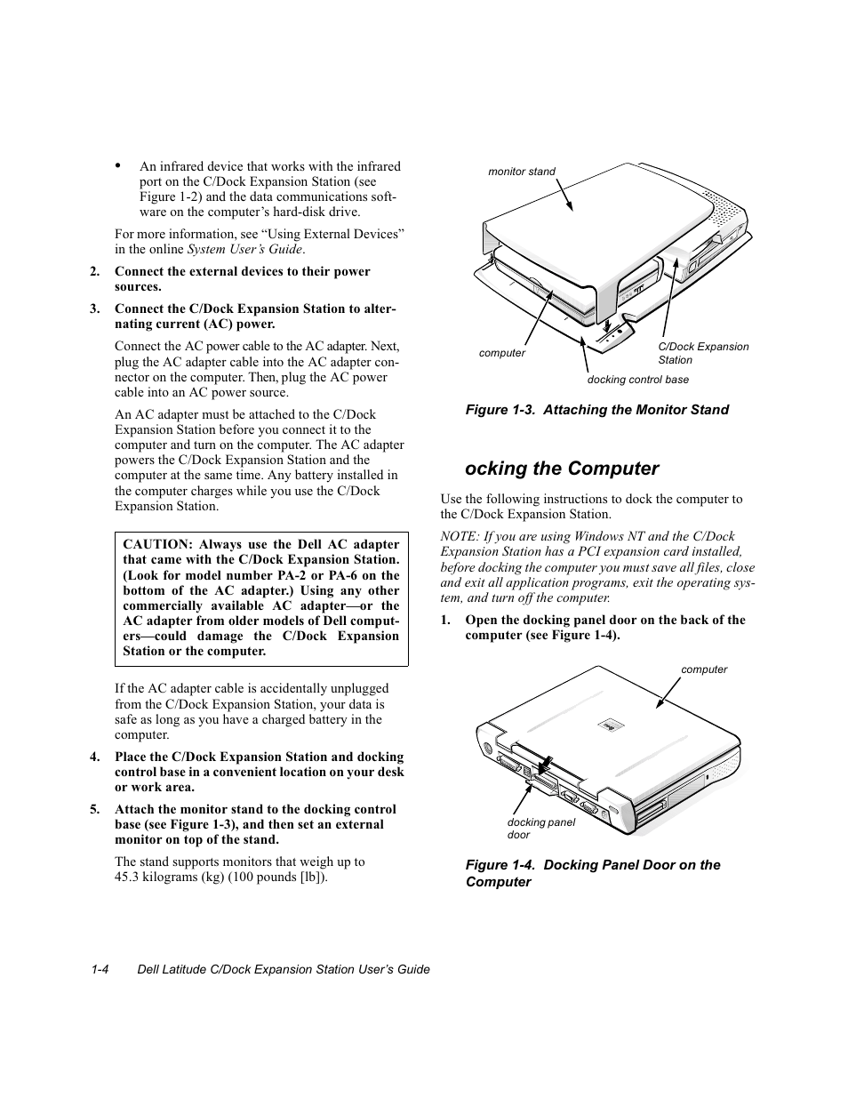 Docking the computer, Docking the computer -4, Ocking the computer | Dell C/Dock Expansion Station User Manual | Page 8 / 28