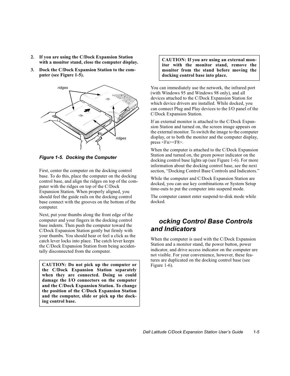 Docking control base controls and indicators, Docking control base controls and indicators -5, Ocking control base controls and indicators | Dell C/Dock Expansion Station User Manual | Page 9 / 28