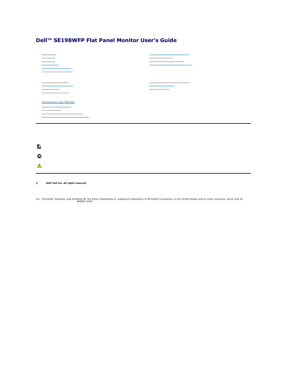 Dell SE198WFP Monitor User Manual | 32 pages
