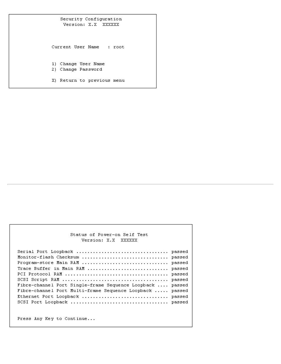 Display/status of power-on self test, Display status of power-on self test | Dell PowerVault 35F (Fibre Channel Bridge) User Manual | Page 32 / 88