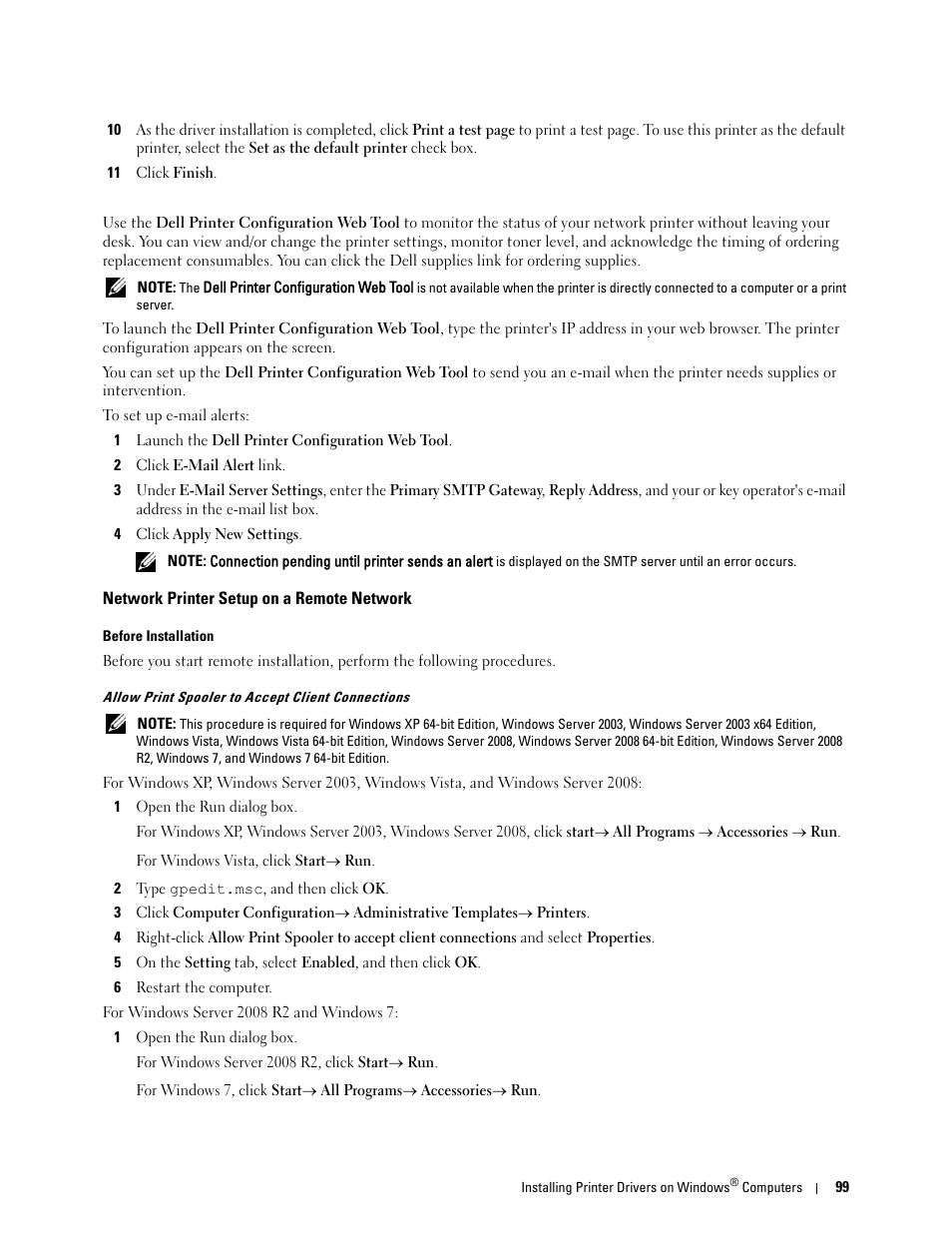 Network printer setup on a remote network | Dell C3765dnf Color Laser Printer User Manual | Page 101 / 578