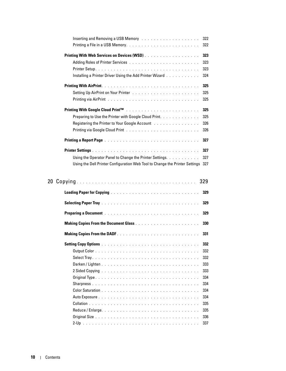 20 copying 329, 20 copying | Dell C3765dnf Color Laser Printer User Manual | Page 12 / 578