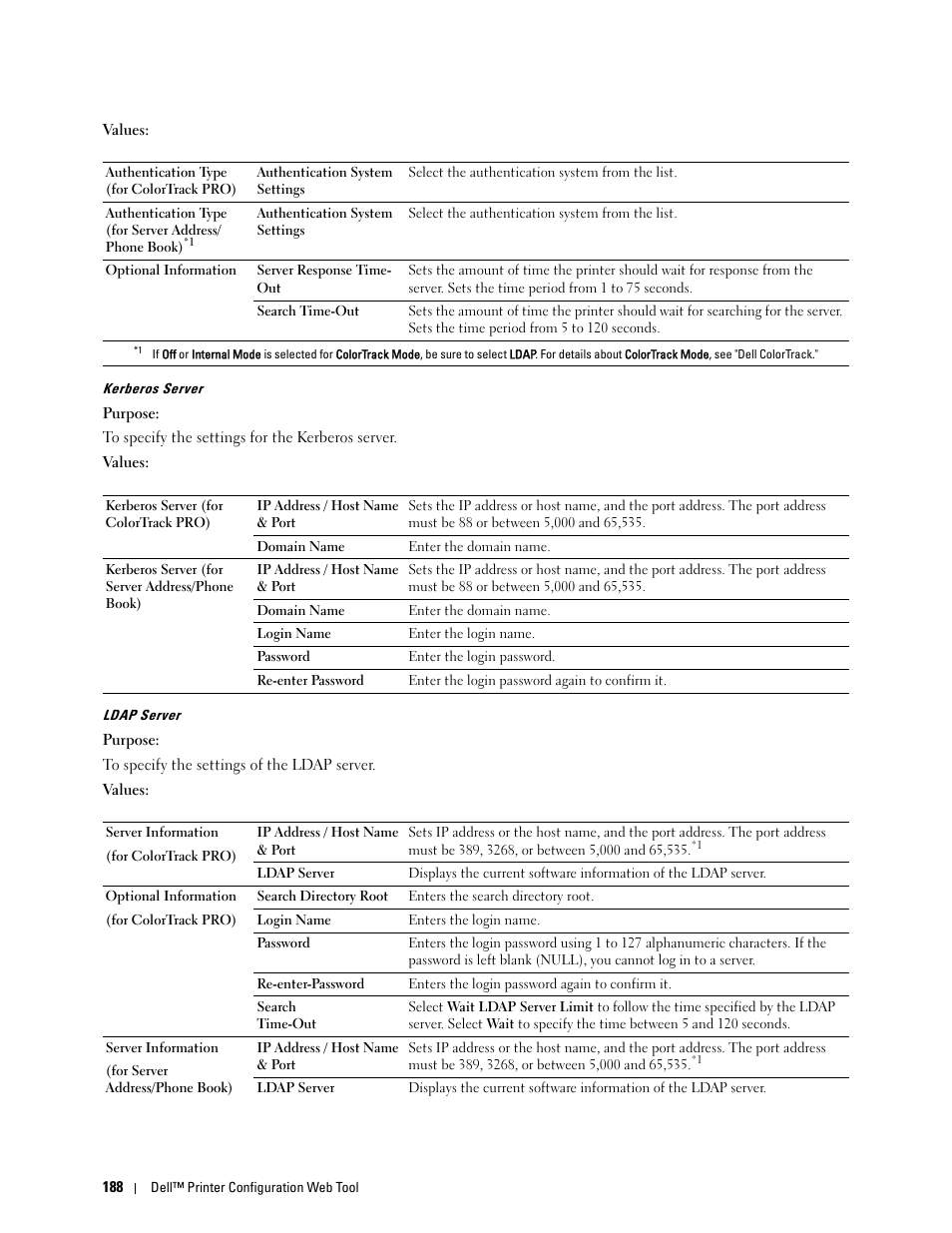 Kerberos server" "ldap server | Dell C3765dnf Color Laser Printer User Manual | Page 190 / 578