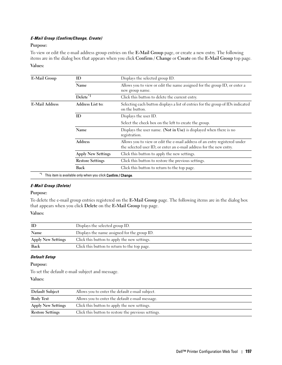 Default setup | Dell C3765dnf Color Laser Printer User Manual | Page 199 / 578