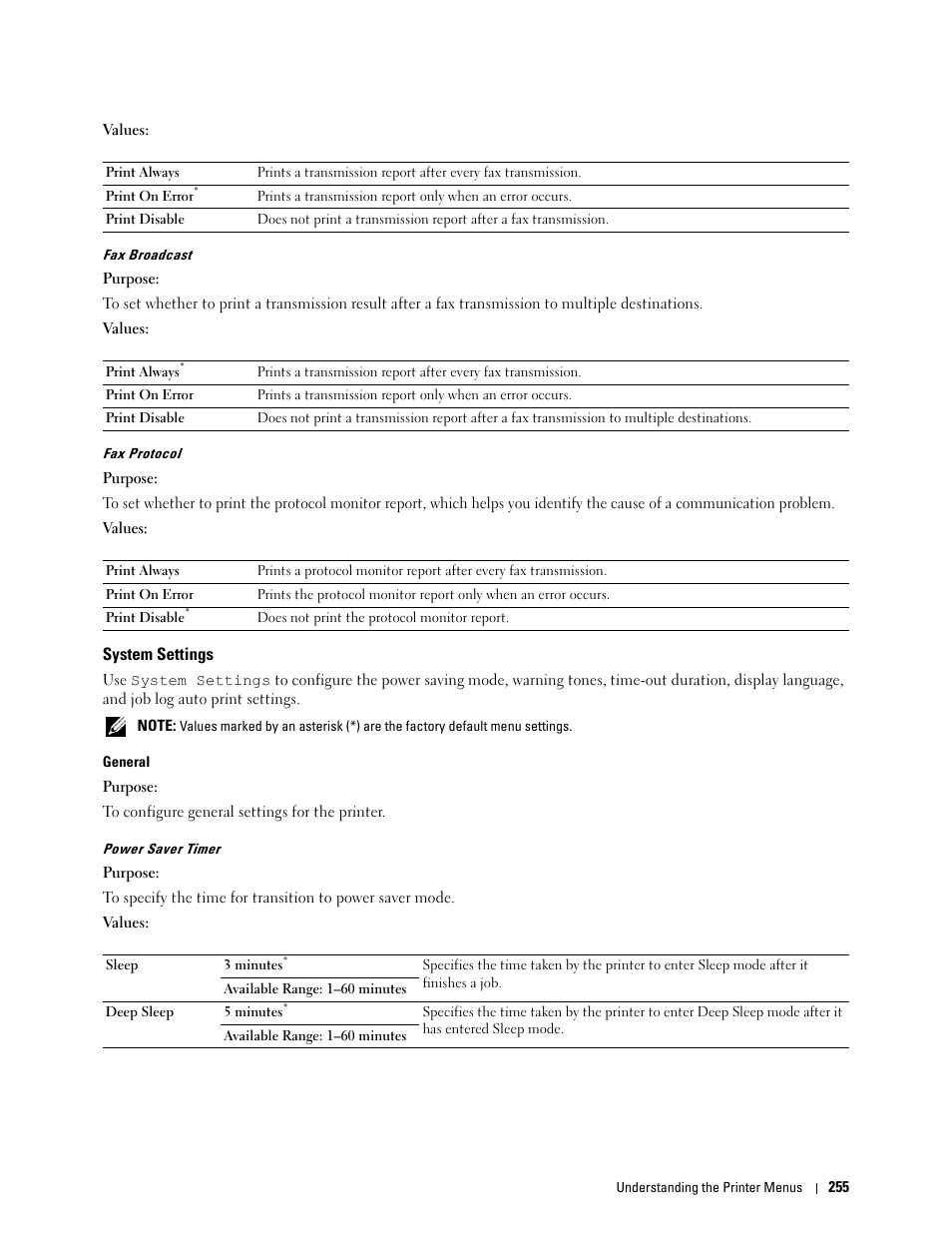 System settings | Dell C3765dnf Color Laser Printer User Manual | Page 257 / 578