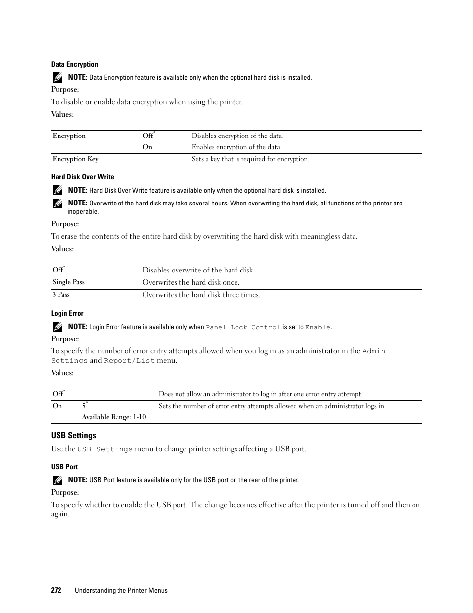 Usb settings | Dell C3765dnf Color Laser Printer User Manual | Page 274 / 578