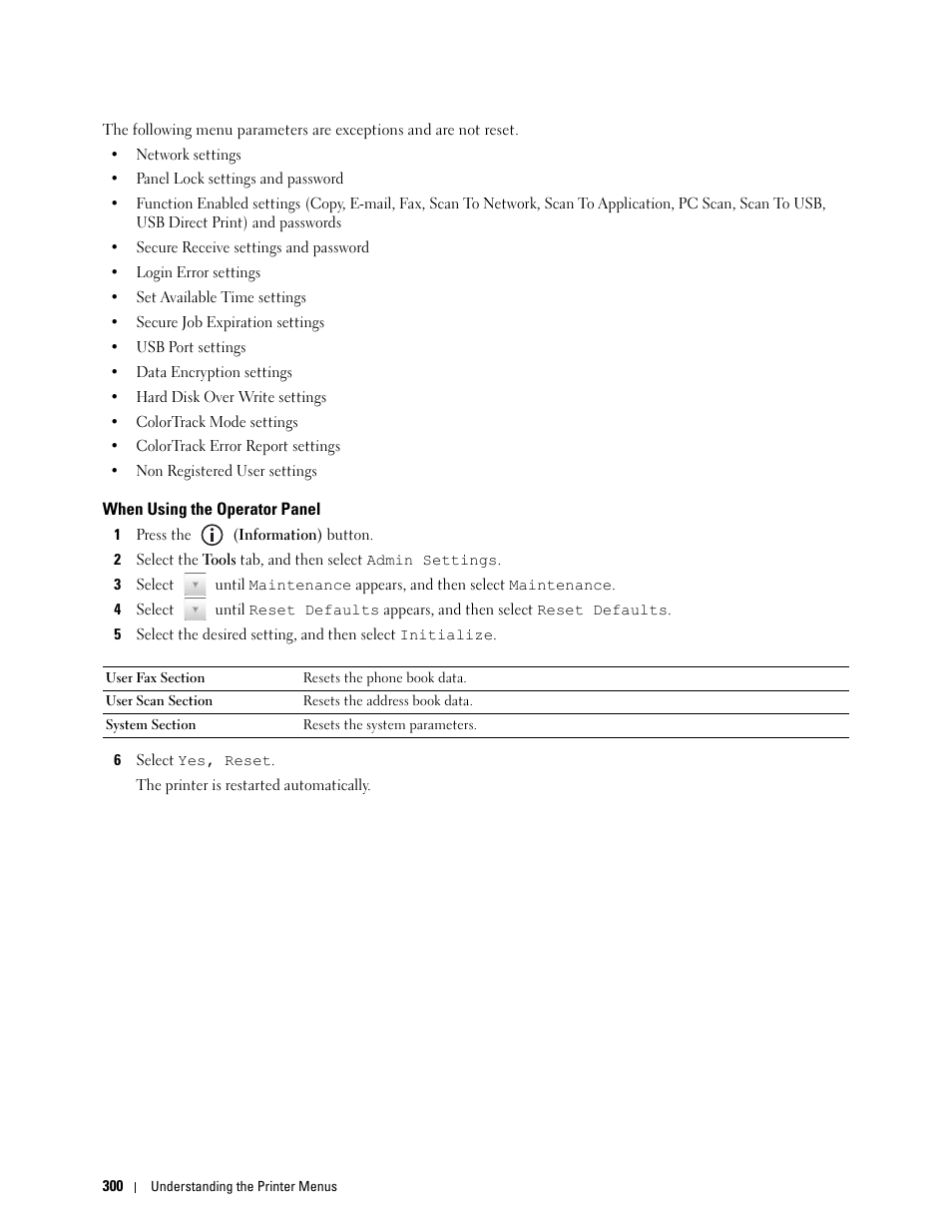 When using the operator panel | Dell C3765dnf Color Laser Printer User Manual | Page 302 / 578