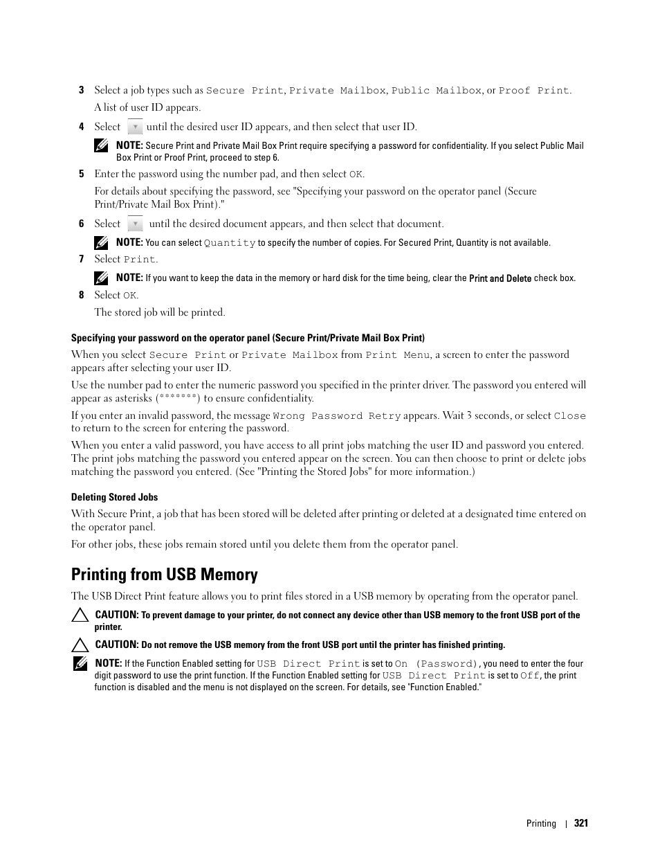 Printing from usb memory, Printing from usb memory (usb direct | Dell C3765dnf Color Laser Printer User Manual | Page 323 / 578