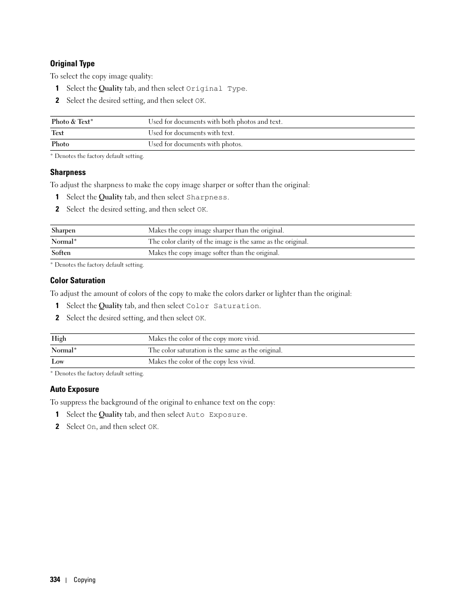Original type, Sharpness, Color saturation | Auto exposure | Dell C3765dnf Color Laser Printer User Manual | Page 336 / 578