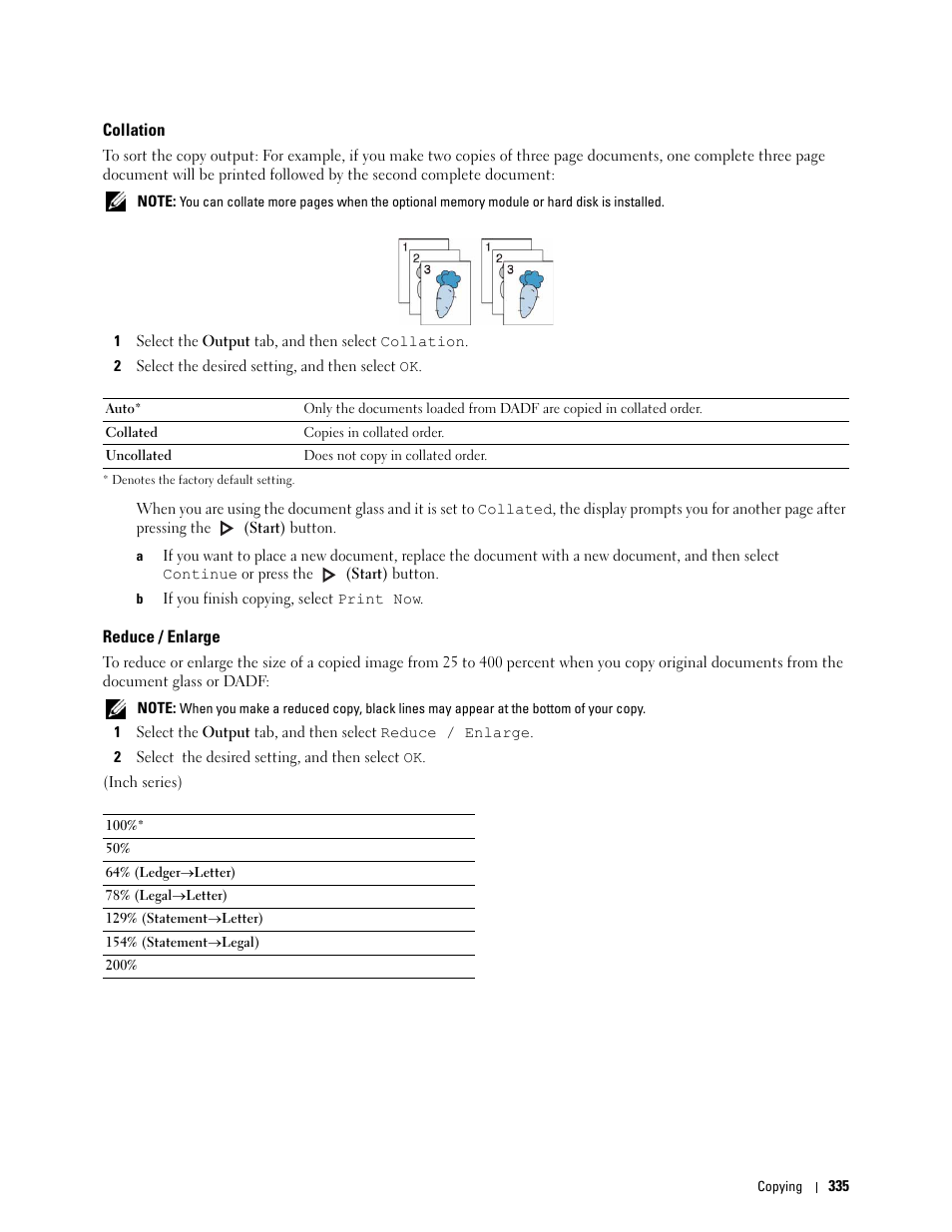 Collation, Reduce / enlarge | Dell C3765dnf Color Laser Printer User Manual | Page 337 / 578