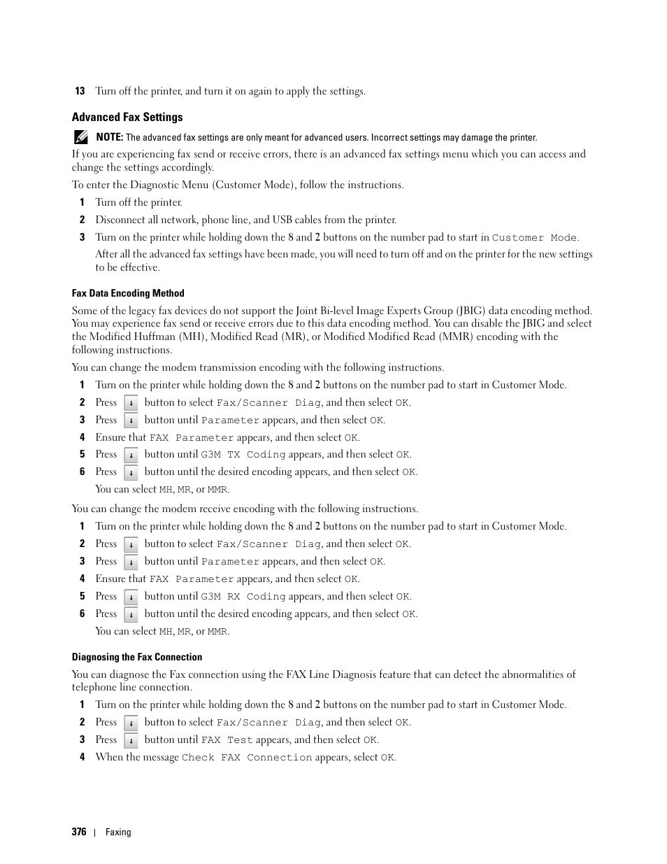 Advanced fax settings | Dell C3765dnf Color Laser Printer User Manual | Page 378 / 578