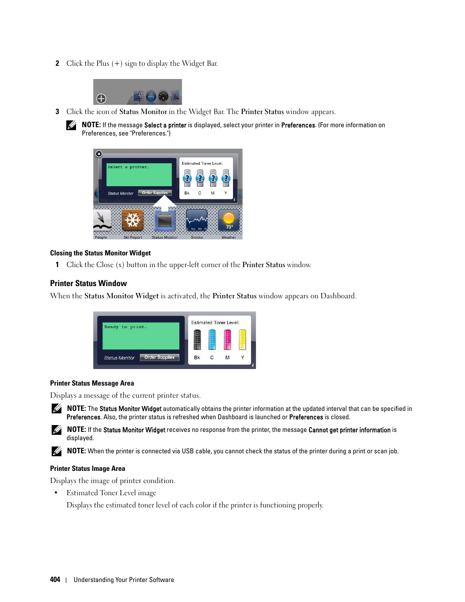 Printer status window | Dell C3765dnf Color Laser Printer User Manual | Page 406 / 578