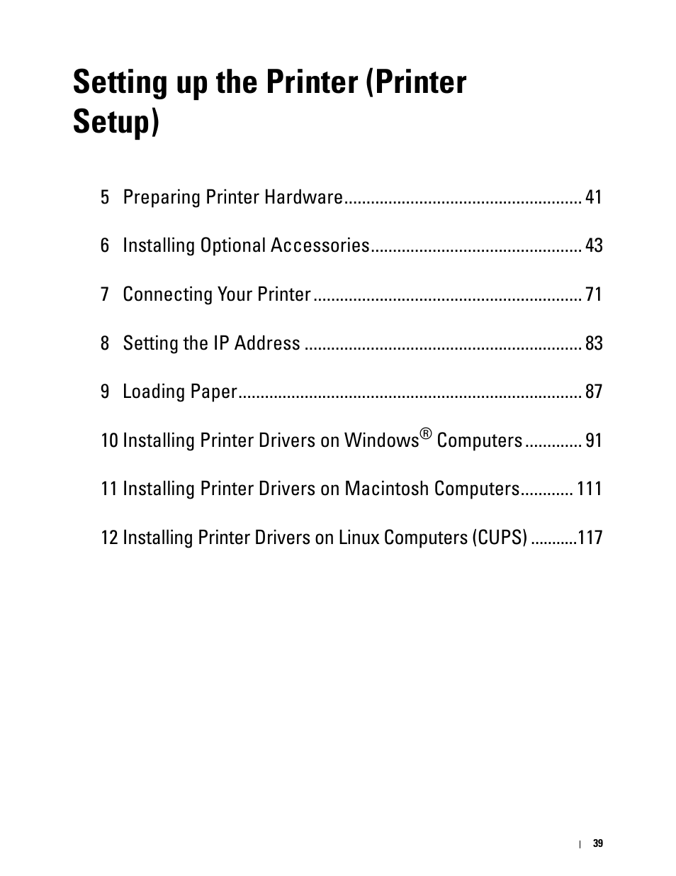 Setting up the printer (printer setup) | Dell C3765dnf Color Laser Printer User Manual | Page 41 / 578