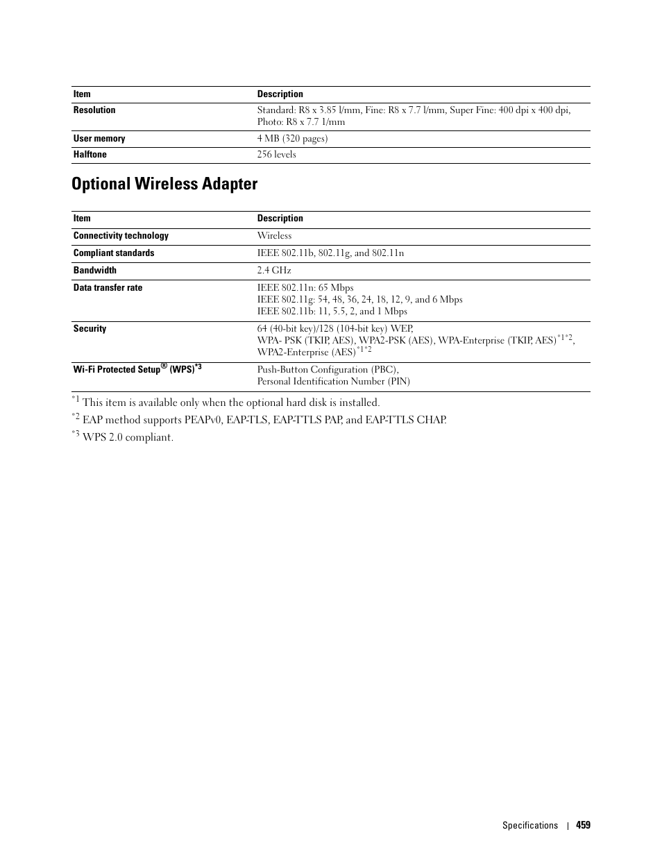 Optional wireless adapter | Dell C3765dnf Color Laser Printer User Manual | Page 461 / 578