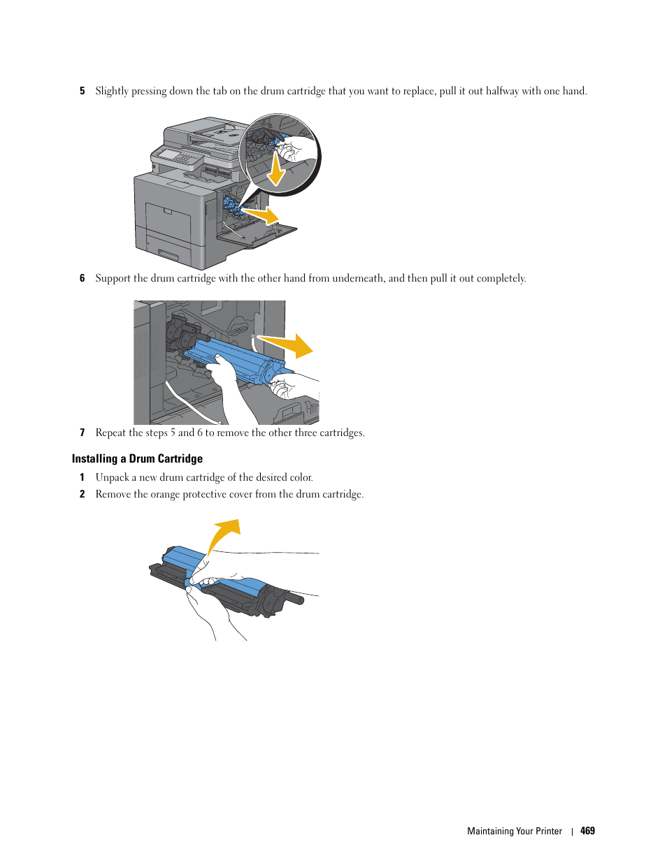 Installing a drum cartridge | Dell C3765dnf Color Laser Printer User Manual | Page 471 / 578